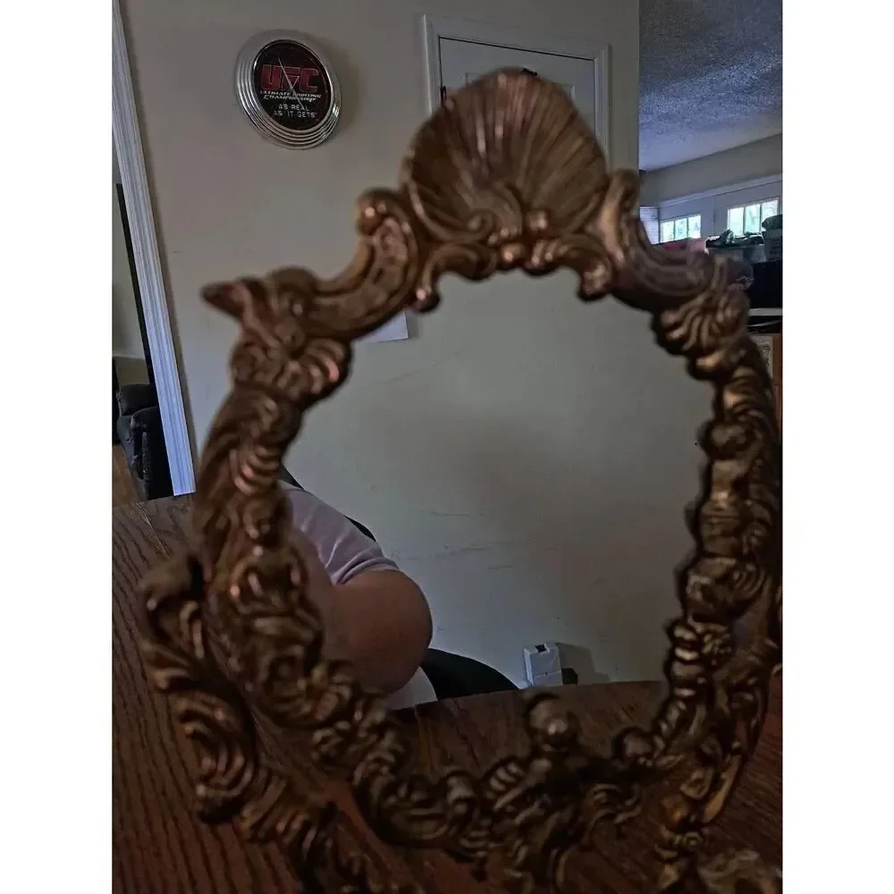 Vintage Ornate Cherub Vanity Dresser Table Victorian Baroque Rotating Mirror